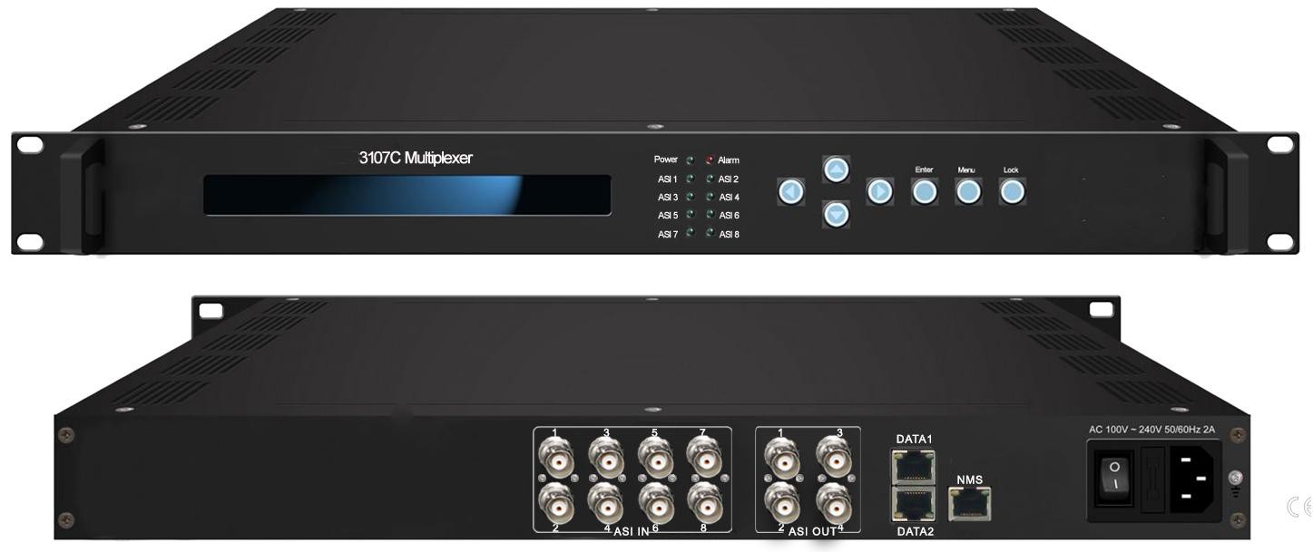 8 ASI input Multiplexer tv broadcasting equipment